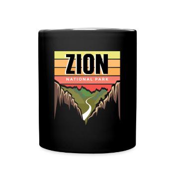 National Park Souvenir Utah Zion Canyon Nature Wall - Full Colour Mug - black - Front