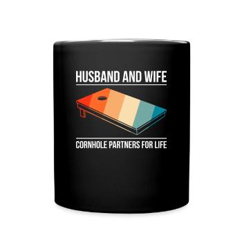 Mari et femme Cornhole Partenaires pour la vie - Mug uni - noir - Devant