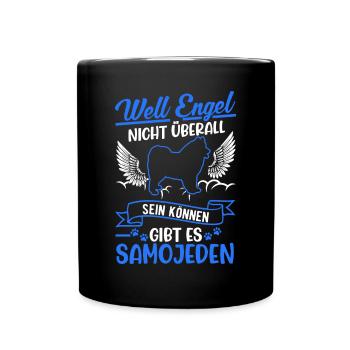 Samojede Engel Schlittenhund Samojeden - Tasse einfarbig - Schwarz - Vorne