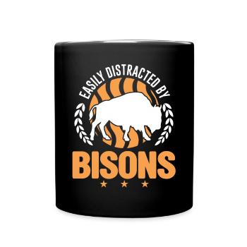 Easily distracted by Bison's Water Buffalo Buffalo Buffalo - Full Colour Mug - black - Front