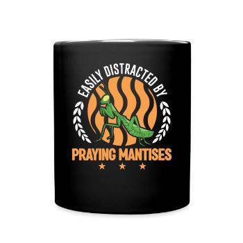 Gottesanbeterin Mantis Fangschrecke - Tasse einfarbig - Schwarz - Vorne
