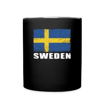 Schweden Flagge Grunge Schweden Fahne - Tasse einfarbig - Schwarz - Vorne
