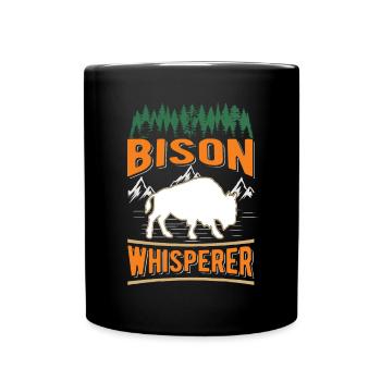 Büffel Flüsterer Bison Whisperer Wasserbüffel - Tasse einfarbig - Schwarz - Vorne
