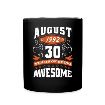 Août 1992 - Cadeau du 30e anniversaire. Génial. - Mug uni - noir - Devant
