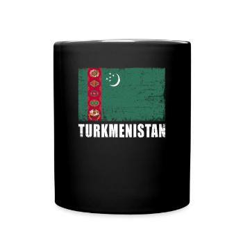 Turkmenistan Flagge Grunge Turkmenistan Fahne - Tasse einfarbig - Schwarz - Vorne