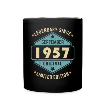 September 1957 Vintage Retro Birthday - Full Colour Mug - black - Front