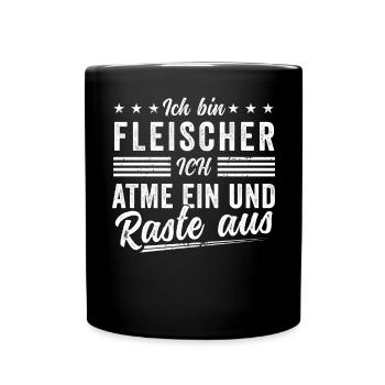 Geschenkidee für Fleischer mit lustigem Spruch - Tasse einfarbig - Schwarz - Vorne