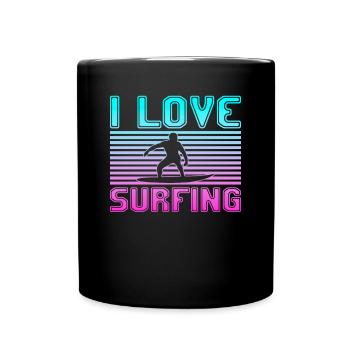 I love surfing - Full Colour Mug - black - Front