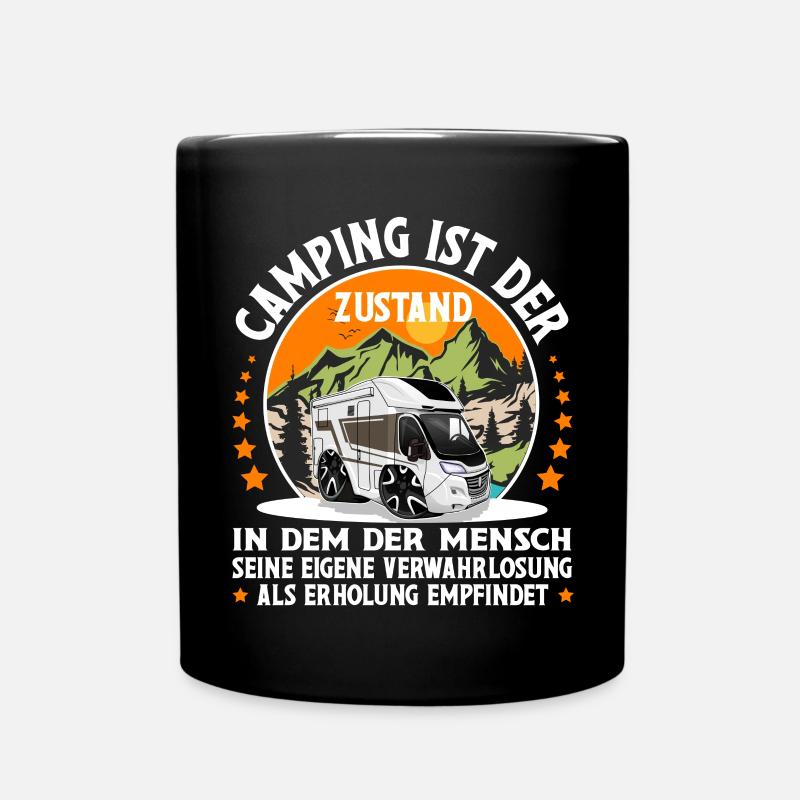 Camping Camper Campen - Tasse einfarbig - Schwarz