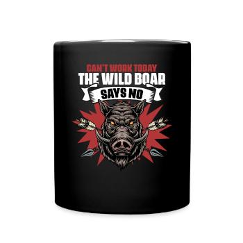 Can't Work Today Funny wild boar on the hunt - Full Colour Mug - black - Front