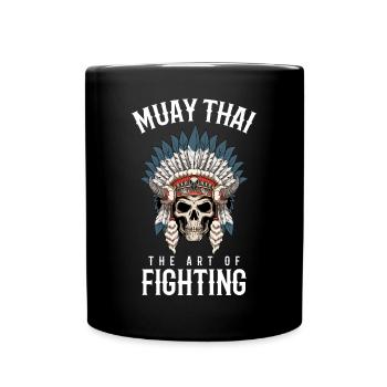Traditionelle Muay Thai Skelett-Kriegshaube - - Tasse einfarbig - Schwarz - Vorne