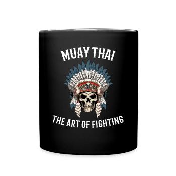 Muay Thai und Thai-Boxen Skelett-Kriegshaube - Tasse einfarbig - Schwarz - Vorne