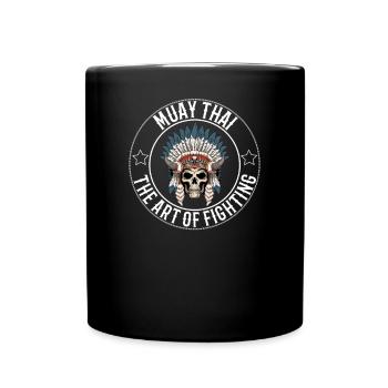 Muay Thai Kampfkunst Skelett Kriegshaube - Tasse einfarbig - Schwarz - Vorne