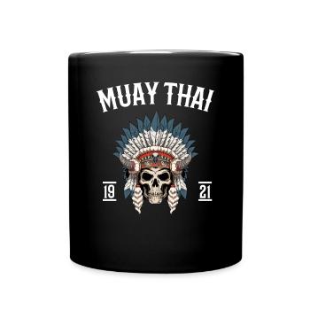 Muay Thai - Skelett-Kriegshaube Thai-Boxen - Tasse einfarbig - Schwarz - Vorne
