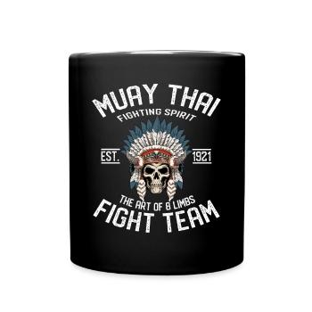 Muay Thai Fight Team Kriegshaube - Thailand - Tasse einfarbig - Schwarz - Vorne
