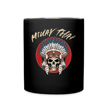 Muay Thai - Muay Thai Skelett Kriegshaube - Tasse einfarbig - Schwarz - Vorne