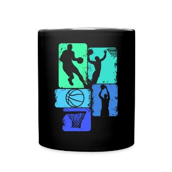 Basketball Basketballer Kinder Jungen Herren - Tasse einfarbig - Schwarz - Vorne
