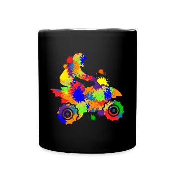 Quad Fahrer Offroad ATV Quad Biker Kinder Jungen - Tasse einfarbig - Schwarz - Vorne