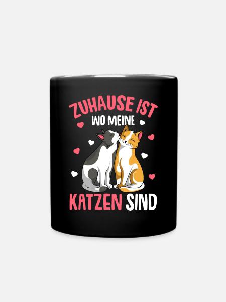 Zuhause ist wo meine Katzen sind Katze Damen - Tasse einfarbig - Schwarz