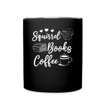 Squirrel Books Coffee Squirrel Lover Buch lesen - Tasse einfarbig - Schwarz - Vorne