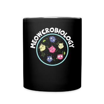 Meowcrobiology Science Microbiology Scientist Cat - Full Colour Mug - black - Front