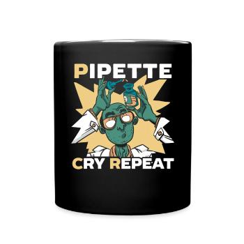 Pipette Cry Repeat Science Microbiology Scientist - Full Colour Mug - black - Front