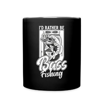 I'd Rather Be Bass Fish Fishing Funny Angler - Full Colour Mug - black - Front