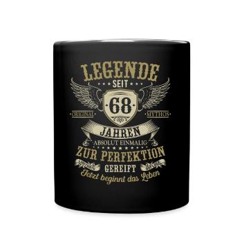 68 Geburtstag Legende Geburtstagsspruch 68 Jahre - Tasse einfarbig - Schwarz - Vorne