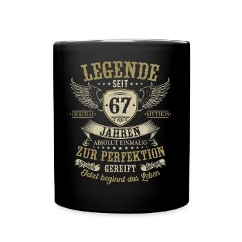 67 Geburtstag Legende Geburtstagsspruch 67 Jahre - Tasse einfarbig - Schwarz - Vorne