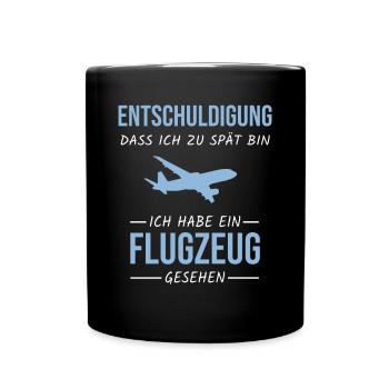 Flugzeug Luftfahrt Flieger Planespotter Idee - Tasse einfarbig - Schwarz - Vorne