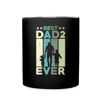 Meilleur père de tous les temps Retro Two Kids Best - Mug uni - noir - Devant