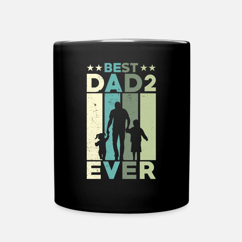 Bester Vater Aller Zeiten Retro Zwei Kinder Bester - Tasse einfarbig - Schwarz