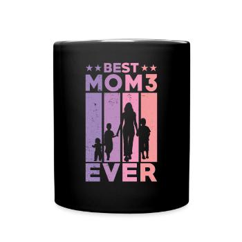 Beste Mutter Aller Zeiten Retro Drei Kinder Beste - Tasse einfarbig - Schwarz - Vorne