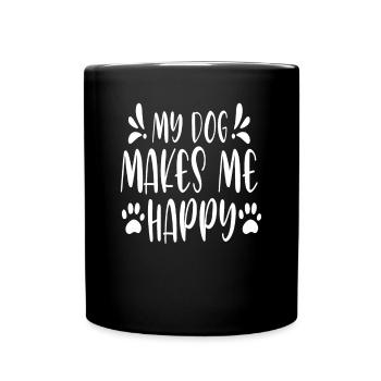 Mon chien me rend heureux - Mug uni - noir - Devant