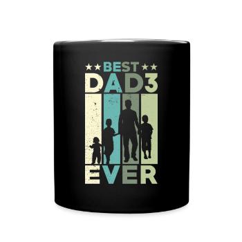 Best Father Of All Time Retro Three Kids Best - Full Colour Mug - black - Front