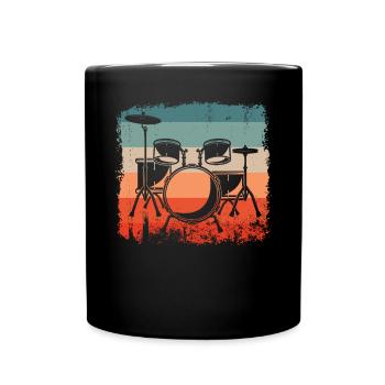 Drummer Retro Drum Kit Drum Silhouette Drummer - Tasse einfarbig - Schwarz - Vorne