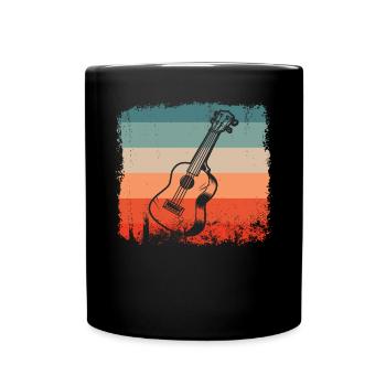Gitarrist Retro Gitarre Silhouette Gitarrist - Tasse einfarbig - Schwarz - Vorne
