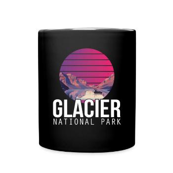 Montana National Park Glacier Souvenir Lake and Mountain - Full Colour Mug - black - Front