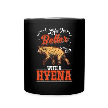 Life is better with a Hyena Earth Wolf Hyena - Full Colour Mug - black - Front