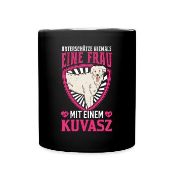 Kuvasz Besitzerin Ungarischer Kuvasz Frau - Tasse einfarbig - Schwarz - Vorne