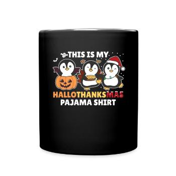 Hallothanksmas Pyjama Chemise Pingouin Noël Animal - Mug uni - noir - Devant