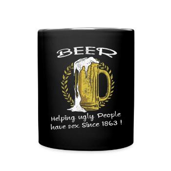 Cooles Bier Shirt Motiv Bier verhilft zu sex - Tasse einfarbig - Schwarz - Vorne