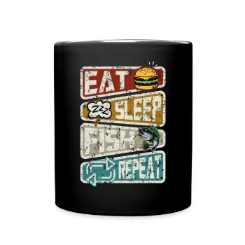 Pêcheur Drôle de pêche Manger Dormir Poisson Répéter - Mug uni - noir - Devant
