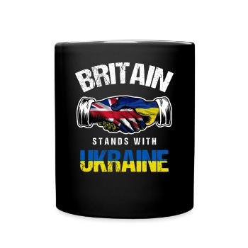 Britain Stands With Ukraine UK Ukrainian Flag - Full Colour Mug - black - Front