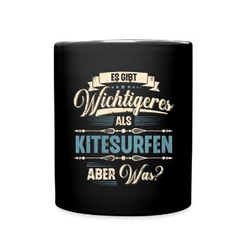Kitesurfen Kitesurf Kitesurfer Kiteboard Retro Vin - Tasse einfarbig - Schwarz - Vorne