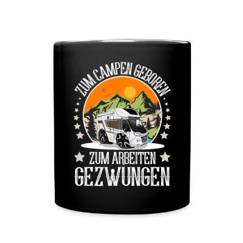 Camping Camper Campen - Tasse einfarbig - Schwarz - Vorne