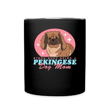 Maman Pékinoise | Cadeau de propriétaire de chien pékinois - Mug uni - noir - Devant