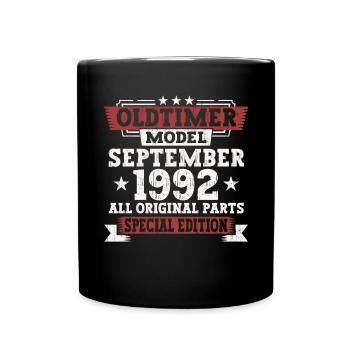 Oldtimer Septembre 1992 Cadeau de 30e anniversaire - Mug uni - noir - Devant