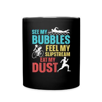 Funny triathlon saying - Full Colour Mug - black - Front