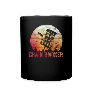 Retro Sunset Chain Smoker Disc Golf - Mug uni - noir - Devant